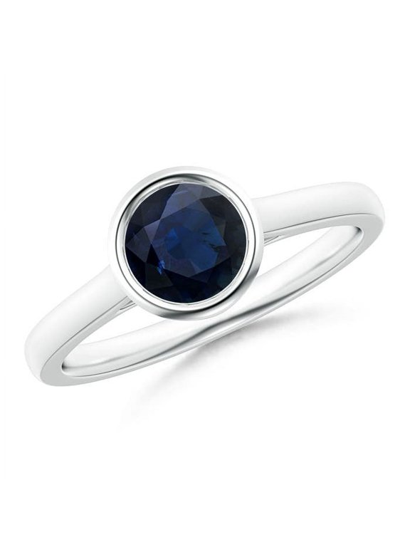Natural 1 Ct. Blue Sapphire Solitaire Ring in Sterling Silver for Women (Ring Size: 4)