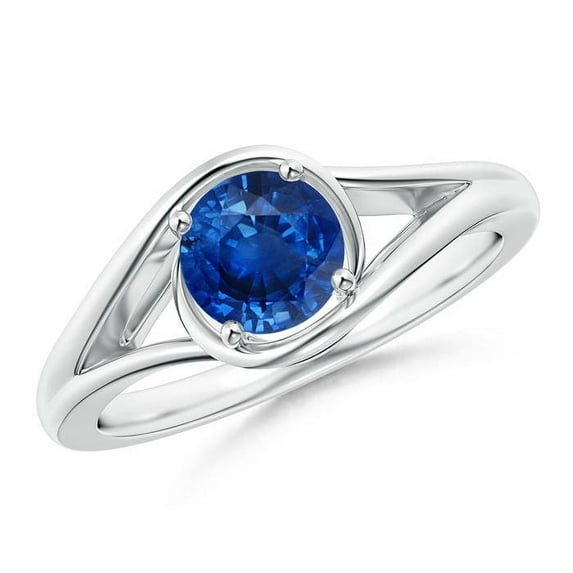 Angara Natural 1 Ct. Blue Sapphire Solitaire Ring in Sterling Silver for Women (Ring Size: 5.5)