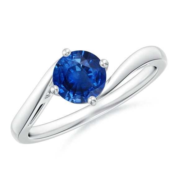 ANGARA Natural Classic Round Sapphire Solitaire Bypass Ring in 925 Sterling Silver for Women (Size-6mm) | September Birthstone, Anniversary, Jewelry Gift for Women | Natural Blue Sapphire Ring