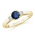 thumbnail image 1 of ANGARA Natural 1 Ct Round Sapphire & Diamond Three Stone Engagement Ring in 14K Yellow Gold for Women (Size-6mm) | September Birthstone, Anniversary, Jewelry Gift for Women | Natural Sapphire Ring, 1 of 8