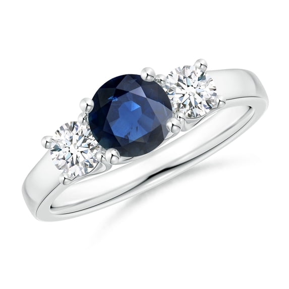 Angara Natural 1 Ct. Blue Sapphire with Diamond Classic Ring in Sterling Silver for Women (Ring Size: 9.5)