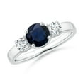 thumbnail image 1 of Angara Natural 1 Ct. Blue Sapphire with Diamond Classic Ring in Sterling Silver for Women (Ring Size: 9), 1 of 12