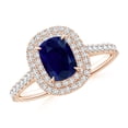 thumbnail image 1 of Angara Natural 1 Ct. Blue Sapphire with Diamond Halo Ring in 14K Rose Gold for Women (Ring Size: 11.5), 1 of 10