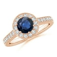 thumbnail image 1 of ANGARA Natural 1 ct Blue Sapphire Halo Ring with Diamond Accents in 14K Rose Gold for Women (Size-6mm) | September Birthstone, Anniversary, Jewelry Gift for Women | Natural Blue Sapphire Ring, 1 of 10