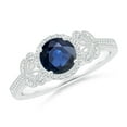 thumbnail image 1 of ANGARA Natural 1 Ct Aeon Sapphire Leaf & Vine Engagement Ring with Milgrain in 14K White Gold for Women (Size-6mm) | September Birthstone, Anniversary, Jewelry Gift for Women | Natural Sapphire Ring, 1 of 9