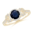 thumbnail image 1 of ANGARA Natural 1 Ct Aeon Sapphire Leaf & Vine Engagement Ring with Milgrain in 14K Yellow Gold for Women (Size-6mm) | September Birthstone, Anniversary, Jewelry Gift for Women | Natural Sapphire Ring, 1 of 10