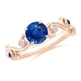 thumbnail image 1 of ANGARA Natural 1 ct Blue Sapphire and Diamond Ivy Scroll Engagement Ring in 14K Rose Gold for Women (Size-6mm) | September Birthstone, Anniversary, Jewelry Gift for Women | Natural Blue Sapphire Ring, 1 of 9