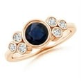 thumbnail image 1 of ANGARA Natural Vintage Style Round 1 ct Blue Sapphire Ring with Diamond Trio in 14K Rose Gold for Women (Size-6mm) | September Birthstone, Anniversary, Jewelry Gift for Women | Natural Sapphire Ring, 1 of 9