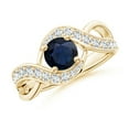 thumbnail image 1 of ANGARA Natural Solitaire Round 1 ct Blue Sapphire Infinity Promise Ring in 14K Yellow Gold for Women (Size-6mm) | September Birthstone, Anniversary, Jewelry Gift for Women | Natural Sapphire Ring, 1 of 10