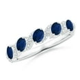 thumbnail image 1 of ANGARA Natural 1 Ct Five Stone Oval Sapphire Swirl Ring with Diamonds in 14K White Gold for Women (Size-4x3mm) | September Birthstone, Anniversary, Jewelry Gift for Women | Natural Blue Sapphire Ring, 1 of 9