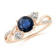 thumbnail image 1 of ANGARA Natural 1 Ct Sapphire and Diamond Twisted Vine Ring in 14K Rose Gold for Women (Size-6mm) | September Birthstone, Birthday, Anniversary, Jewelry Gift for Women | Natural Blue Sapphire Ring, 1 of 12
