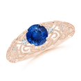 thumbnail image 1 of ANGARA Natural 1 Ct Aeon Solitaire Sapphire Filigree Engagement Ring in 14K Rose Gold for Women (Size-6mm) | September Birthstone, Anniversary, Jewelry Gift for Women | Natural Sapphire Ring, 1 of 10