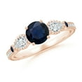 thumbnail image 1 of ANGARA Natural 1 Ct Aeon Sapphire & Diamond 3 Stone Engagement Ring in 14K Rose Gold for Women (Size-6mm) | September Birthstone, Anniversary, Jewelry Gift for Women | Natural Sapphire Ring, 1 of 9