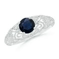 thumbnail image 1 of ANGARA Natural 1 Ct Aeon Solitaire Sapphire Filigree Engagement Ring in 14K White Gold for Women (Size-6mm) | September Birthstone, Anniversary, Jewelry Gift for Women | Natural Sapphire Ring, 1 of 9