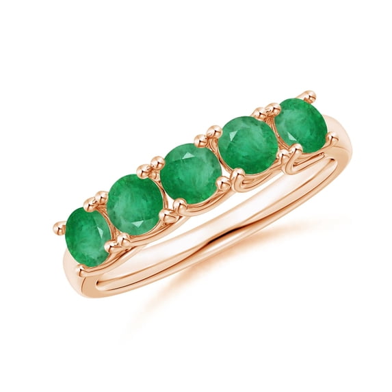 Angara Natural 1 Ct. Emerald Non Eternity Wedding Band in 14K Rose Gold for Women (Ring Size: 3)