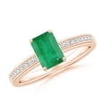 thumbnail image 1 of Angara Natural 1 Ct. Emerald with Diamond Classic Ring in 14K Rose Gold for Women (Ring Size: 11.5), 1 of 9