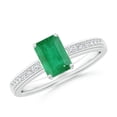 thumbnail image 1 of Angara Natural 1 Ct. Emerald with Diamond Classic Ring in 14K White Gold for Women (Ring Size: 3), 1 of 9