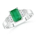 thumbnail image 1 of Angara Natural 1 Ct. Emerald with Diamond Classic Ring in Sterling Silver for Women (Ring Size: 12), 1 of 8