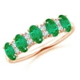 thumbnail image 1 of ANGARA Natural Five Stone 1 ct Emerald and Diamond Wedding Ring in 14K Rose Gold for Women (Size-5x3mm) | May Birthstone, Birthday, Anniversary, Jewelry Gift for Women | Natural Emerald Ring, 1 of 9