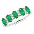 thumbnail image 1 of ANGARA Natural Five Stone 1 ct Emerald and Diamond Wedding Ring in 14K White Gold for Women (Size-5x3mm) | May Birthstone, Birthday, Anniversary, Jewelry Gift for Women | Natural Emerald Ring, 1 of 11