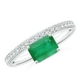 thumbnail image 1 of ANGARA Natural 1 Ct Emerald-Cut Emerald Off-Centered Solitaire Ring With Diamonds in 14K White Gold for Women (Size-7x5mm) | May Birthstone, Anniversary, Jewelry Gift for Women | Natural Emerald Ring, 1 of 10