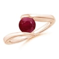 thumbnail image 1 of ANGARA Natural Bar-Set Solitaire Round 1 ct Ruby Bypass Ring in 14K Rose Gold for Women (Size-6mm) | July Birthstone, Birthday, Anniversary, Jewelry Gift for Women | Natural Ruby Ring, 1 of 10