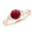 thumbnail image 1 of ANGARA Natural Nature Inspired 1 ct Ruby Crossover Engagement Ring with Leaf Motifs in 14K Rose Gold for Women (Size-6mm) | July Birthstone, Anniversary, Jewelry Gift for Women | Natural Ruby Ring, 1 of 10