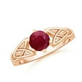 thumbnail image 1 of ANGARA Natural Solitaire Round 1 ct Ruby Celtic Knot Engagement Ring in 14K Rose Gold for Women (Size-6mm) | July Birthstone, Birthday, Anniversary, Jewelry Gift for Women | Natural Ruby Ring, 1 of 11