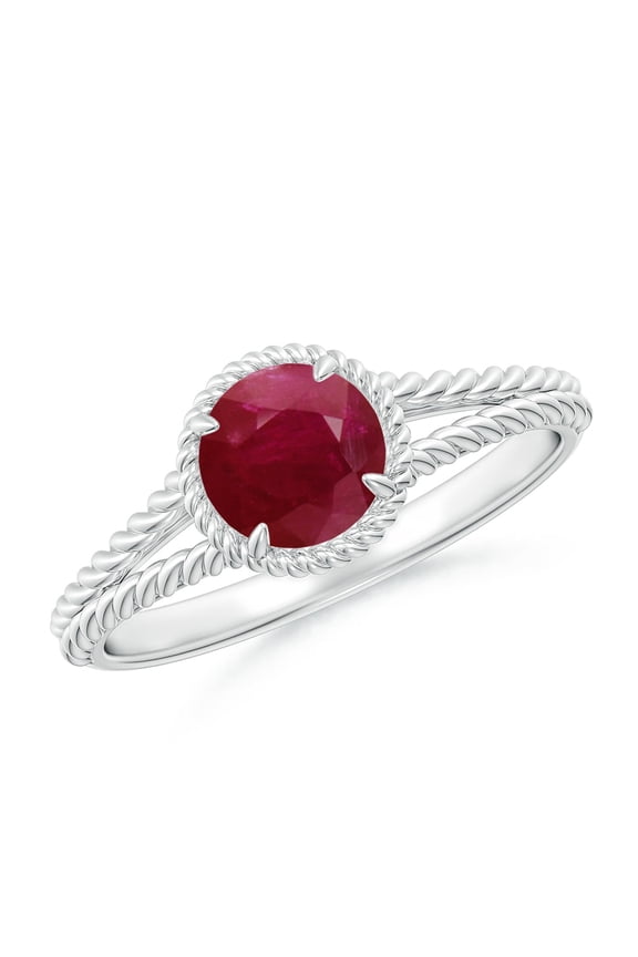 Natural 1 ct Ruby Twist Rope Split Shank Ring in 14K White Gold for Women (Size-6mm) | July Birthstone, Birthday, Anniversary, Jewelry Gift for Women | Natural Ruby Ring