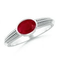 thumbnail image 1 of ANGARA Natural Vintage Inspired Bezel-Set Oval 1 ct Ruby Ring with Grooves in 14K White Gold for Women (Size-7x5mm) | July Birthstone, Anniversary, Jewelry Gift for Women | Natural Ruby Ring, 1 of 8
