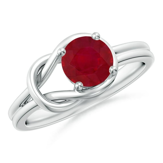ANGARA Natural Solitaire 1 ct Ruby Infinity Knot Ring in 14K White Gold for Women (Size-6mm) | July Birthstone, Birthday, Anniversary, Jewelry Gift for Women | Natural Ruby Ring