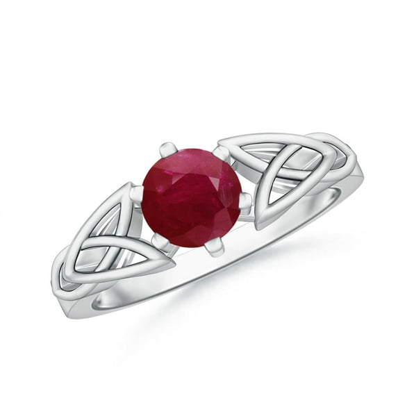ANGARA Natural Solitaire Round 1 ct Ruby Celtic Knot Engagement Ring in 14K White Gold for Women (Size-6mm) | July Birthstone, Birthday, Anniversary, Jewelry Gift for Women | Natural Ruby Ring