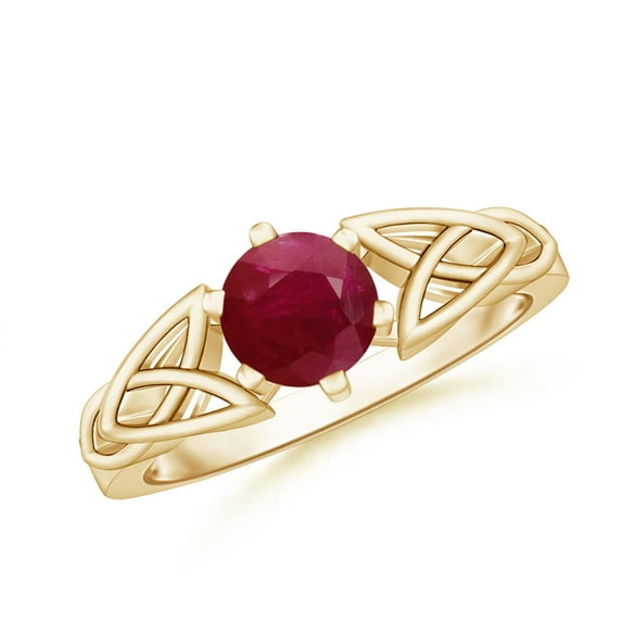 ANGARA Natural Solitaire Round 1 ct Ruby Celtic Knot Engagement Ring in 14K Yellow Gold for Women (Size-6mm) | July Birthstone, Birthday, Anniversary, Jewelry Gift for Women | Natural Ruby Ring