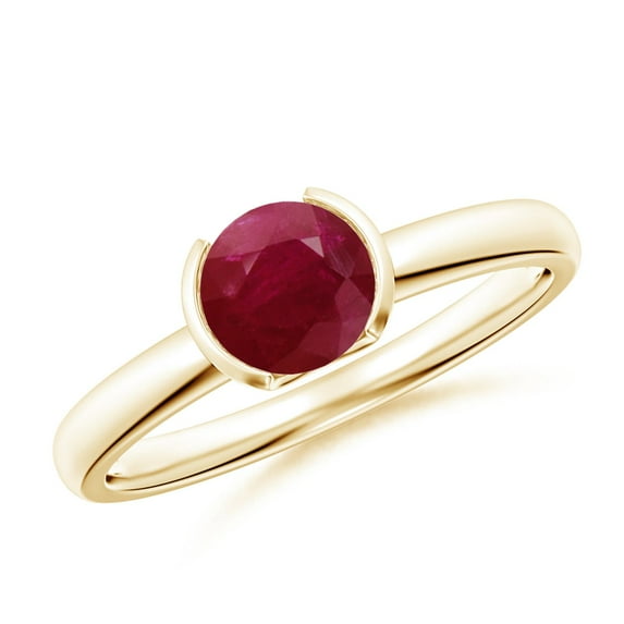 Angara Natural 1 Ct. Ruby Solitaire Ring in 14K Yellow Gold for Women (Ring Size: 12)