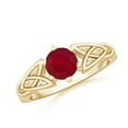 thumbnail image 1 of ANGARA Natural Solitaire Round 1 ct Ruby Celtic Knot Engagement Ring in 14K Yellow Gold for Women (Size-6mm) | July Birthstone, Birthday, Anniversary, Jewelry Gift for Women | Natural Ruby Ring, 1 of 10