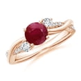 thumbnail image 1 of ANGARA Natural Nature Inspired 1 ct Ruby & Diamond Twisted Vine Ring in 14K Rose Gold for Women (Size-6mm) | July Birthstone, Birthday, Anniversary, Jewelry Gift for Women | Natural Ruby Ring, 1 of 9