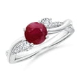 thumbnail image 1 of ANGARA Natural Nature Inspired 1 ct Ruby & Diamond Twisted Vine Ring in 14K White Gold for Women (Size-6mm) | July Birthstone, Birthday, Anniversary, Jewelry Gift for Women | Natural Ruby Ring, 1 of 9
