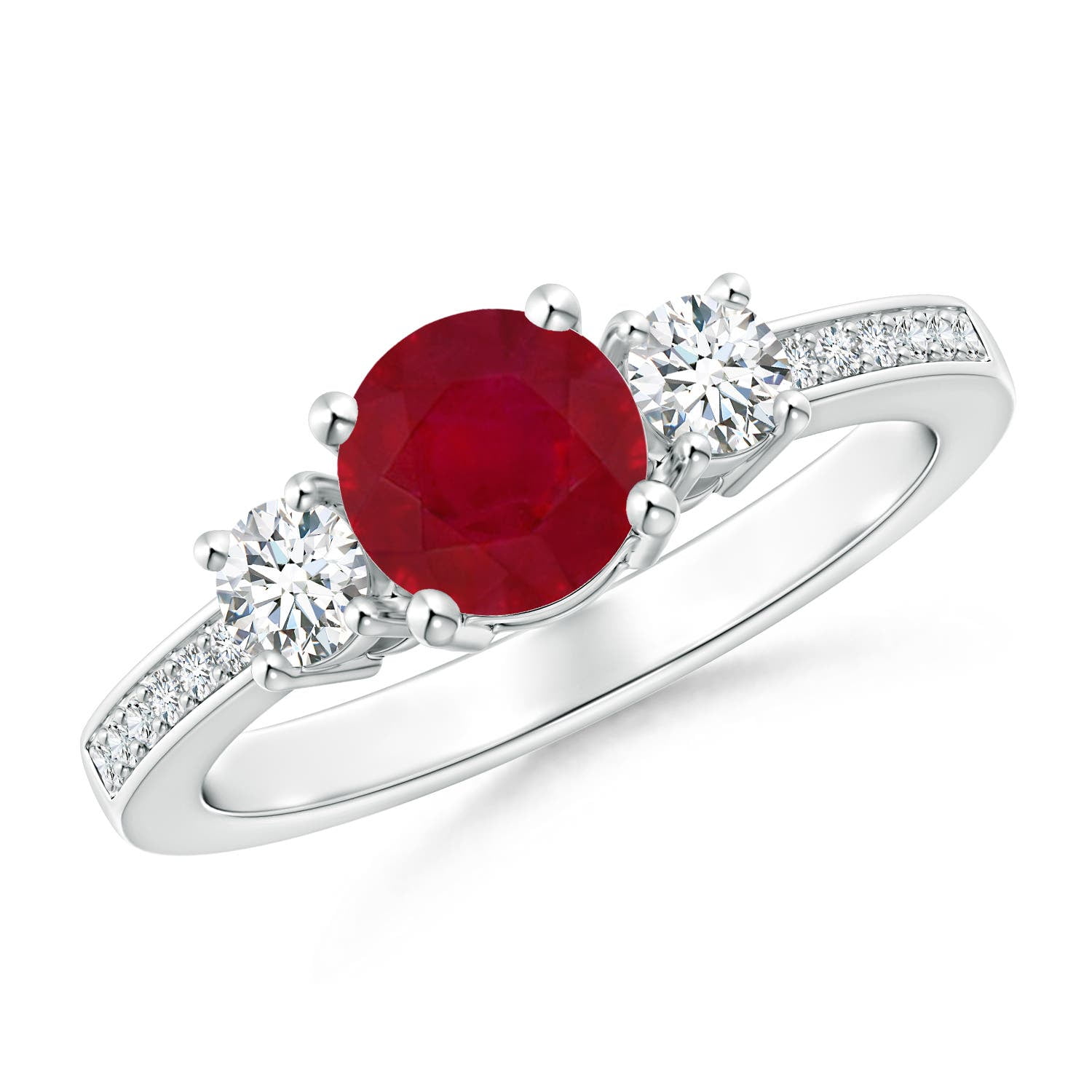 ANGARA Natural Classic Three Stone 1 ct Ruby and Diamond Ring in 14K White  Gold for Women (Size-6mm) | July Birthstone, Birthday, Anniversary, Jewelry  ..., image size:1500x1500