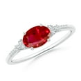 thumbnail image 1 of Angara Natural 1 Ct. Ruby with Diamond Classic Ring in Sterling Silver for Women (Ring Size: 9.5), 1 of 10