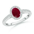 thumbnail image 1 of ANGARA Natural Classic Oval 1 ct Ruby Halo Engagement Ring with Diamond Accents in 14K White Gold for Women (Size-7x5mm) | July Birthstone, Anniversary, Jewelry Gift for Women | Natural Ruby Ring, 1 of 10