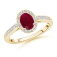 thumbnail image 1 of Angara Natural 1 Ct. Ruby with Diamond Halo Ring in 14K Yellow Gold for Women (Ring Size: 11.5), 1 of 11
