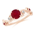 thumbnail image 1 of ANGARA Natural 1 ct Ruby and Diamond Ivy Scroll Ring in 14K Rose Gold for Women (Size-6mm) | July Birthstone, Birthday, Anniversary, Jewelry Gift for Women | Natural Ruby Ring, 1 of 9