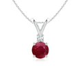 thumbnail image 1 of ANGARA Natural Round 1 ct Ruby Solitaire V-Bale Pendant with Diamond in 925 Sterling Silver for Women (Size-6mm) | July Birthstone, Anniversary, Jewelry Gift for Women | Natural Ruby Necklace, 1 of 8