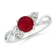 thumbnail image 1 of ANGARA Natural 1 ct Ruby and Diamond Twisted Vine Ring in 14K White Gold for Women (Size-6mm) | July Birthstone, Birthday, Anniversary, Jewelry Gift for Women | Natural Ruby Ring, 1 of 13