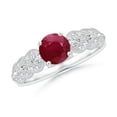 thumbnail image 1 of ANGARA Natural Aeon Vintage Style 1 ct Ruby Solitaire Engagement Ring with Milgrain in 14K White Gold for Women (Size-6mm) | July Birthstone, Anniversary, Jewelry Gift for Women | Natural Ruby Ring, 1 of 9