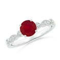 thumbnail image 1 of ANGARA Natural Marquise and Dot 1 ct Ruby Engagement Ring with Diamonds in 14K White Gold for Women (Size-6mm) | July Birthstone, Birthday, Anniversary, Jewelry Gift for Women | Natural Ruby Ring, 1 of 9