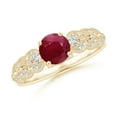 thumbnail image 1 of ANGARA Natural Aeon Vintage Style 1 ct Ruby Solitaire Engagement Ring with Milgrain in 14K Yellow Gold for Women (Size-6mm) | July Birthstone, Anniversary, Jewelry Gift for Women | Natural Ruby Ring, 1 of 10