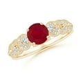 thumbnail image 1 of ANGARA Natural Aeon Vintage Style 1 ct Ruby Solitaire Engagement Ring with Milgrain in 14K Yellow Gold for Women (Size-6mm) | July Birthstone, Anniversary, Jewelry Gift for Women | Natural Ruby Ring, 1 of 9