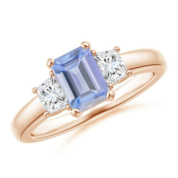 Angara Natural 1 Ct. Tanzanite with Diamond Classic Ring in 14K Rose Gold for Women (Ring Size: 11.5)