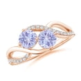 thumbnail image 1 of ANGARA Natural Round 1 ct Tanzanite Two Stone Bypass Ring with Diamonds in 14K Rose Gold for Women (Size-5mm) | December Birthstone, Anniversary, Jewelry Gift for Women | Natural Tanzanite Ring, 1 of 11